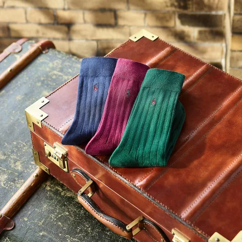 Vista 3 de POLO RALPH LAUREN Men's Super Soft Ribbed Dress Crew Socks-3 Pair Pack-Lightweight Comfort