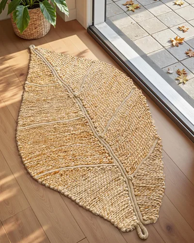 Vista 13 de DEXI Tapete de yute de 24 x 36 pulgadas, tapete tejido para entrada Marrón topo claro
