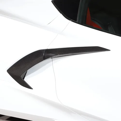 Vista 5 de Cubierta de salida de aire exterior de fibra de carbono 100% real para Chevrolet Corvette C8 2020-2023, accesorios de ventilación lateral