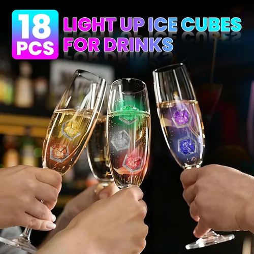 Vista 5 de RowinsyDD Light Up Ice Cubes, 18 Pack Multi Color Led Ice Cubes for Drinks