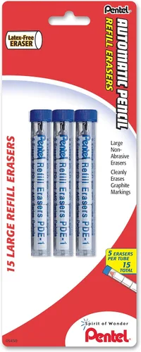 Vista 4 de Pentel PDE1BP2 Borrador de repuesto para AL, Ax y PD Pencil Series 5 piezas por tubo, (2 tubos), color blanco