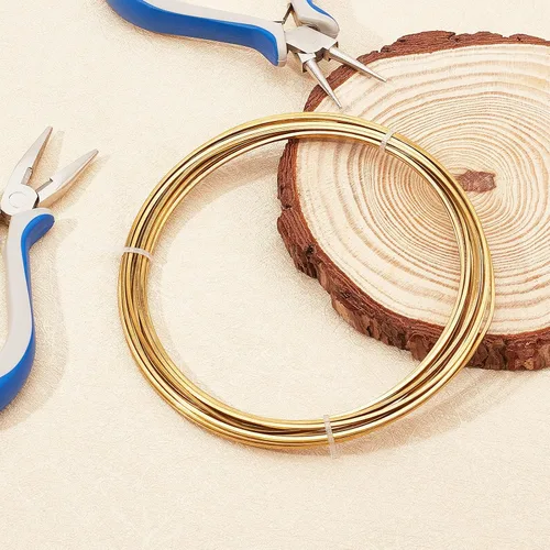 Vista 6 de BENECREAT Alambre de latón cuadrado de 16.4 pies – Alambre de cobre dorado medio duro calibre 15 para fabricación de joyas, cuentas y trabajo