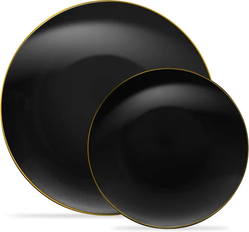 Vista 9 de Plasticpro - Juego de platos combinados de 32 piezas que incluye platos de 16 a 7 pulgadas y platos de 16 a 10 pulgadas de plástico negro