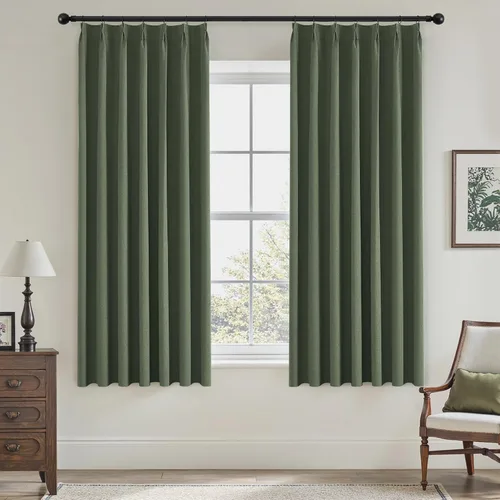 Vista 35 de UHITECH Cortinas plisadas pequeñas de 35 pulgadas de largo, cortinas opacas cortas para ventanas de sótano, aislamiento térmico, cortinas opacas