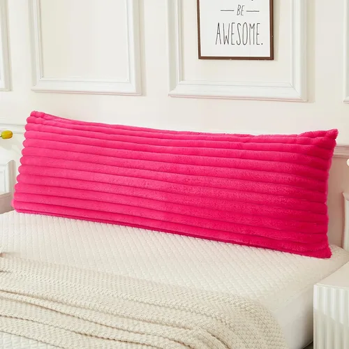 Vista 13 de JAUXIO - Funda de almohada corporal de piel sintética mullida, lujosa, decorativa con rayas, ultra suave y acogedora con cierre de cremallera de 21