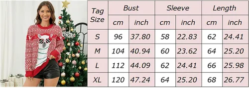Vista 5 de Womens 2023 Christmas Snowflake Knit Sweater Long Sleeve Crewneck Comfy Pullover Top Sweatshirts Knitwear