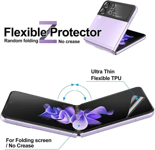 Vista 3 de Protector de pantalla de hidrogel de alta sensibilidad para Samsung Galaxy Z Flip 6/Z Flip 7 FE, 2 piezas mejoradas de TPU suave transparente