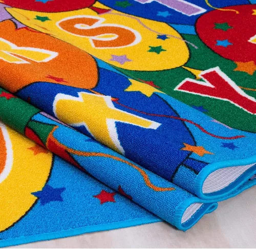 Vista 4 de Champion Rugs Alfombra para niños/habitación de bebé/guardería/aula/sala de juegos. Alfabeto ABC. Globos. Educativo. Divertido. Parte trasera de gel