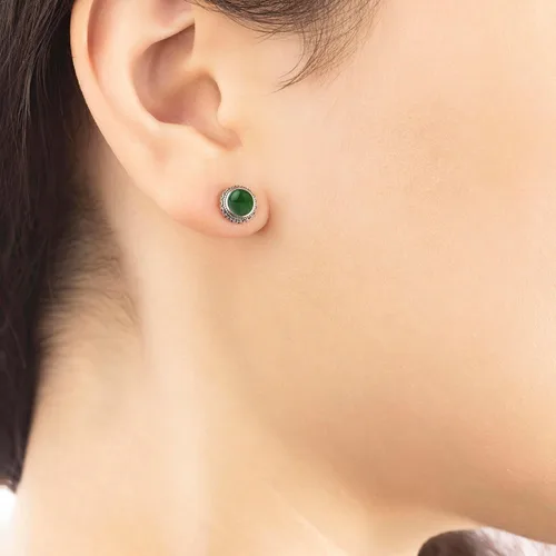 Vista 88 de Aretes de plata de ley con piedra natal de cristal real, joyería para mujer, moda occidental 925, envejecida, bohemia, hecha a mano, el mejor regalo