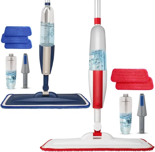 Vista 12 de Trapeadores para limpieza de suelos con rociador húmedo con botella recargable de 14 onzas y 2 almohadillas de microfibra lavables, uso doméstico
