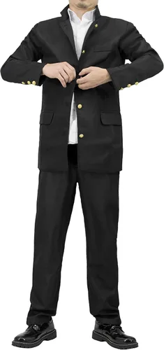 Vista 6 de Disfraz de cosplay japonés uniforme escolar para hombres conjuntos de ropa de adultos chaqueta y pantalones negro pequeño-grande