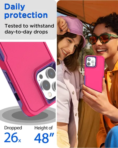 Vista 3 de AICase Funda para iPhone 13 Pro Max con protector de pantalla de vidrio, protección contra caídas de alta resistencia, cuerpo completo, resistente a