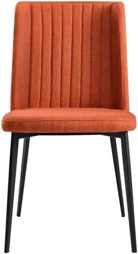 Vista 5 de Armen Living Silla de comedor Maine, tapicería de tela naranja, altura del asiento de 18.5 pulgadas