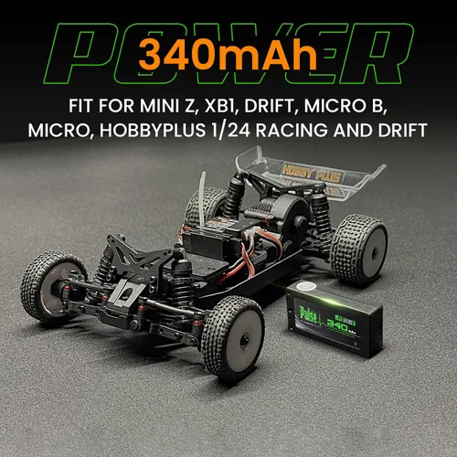 Vista 4 de Helidirect Pulse 340mah 2S 7.6V 60C LiHV Hardcase Batería utilizada para Mini Z, XBility 1, Drift, Micro B, Micro, Hobbyplus 1/24 Racing & Drift