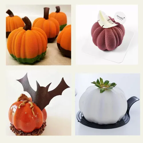 Vista 7 de EchoDone Molde de silicona para calabaza, 6 cavidades, molde para hornear cupcakes, bandeja de mousse, moldes para decoración de pasteles de cocina