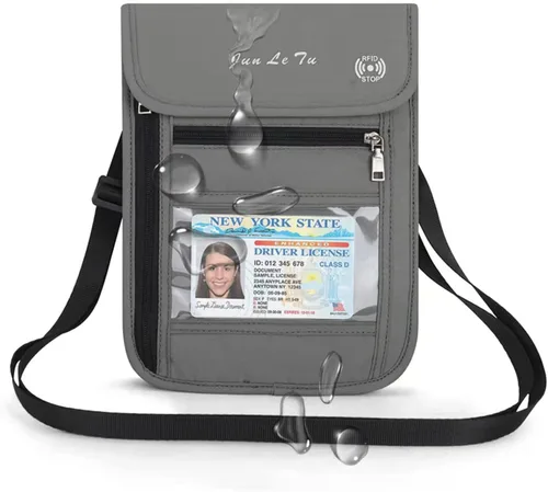 Vista 9 de Soporte para pasaporte para viajes, cartera de pasaporte RFID con diseño de ventana visual, organizador de documentos multifuncional, bolsa de viaje