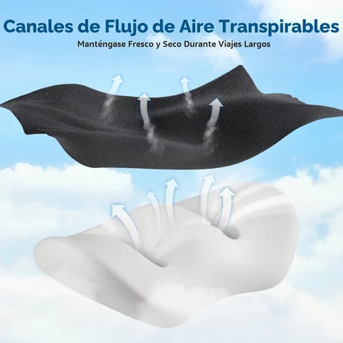 Vista 4 de Almohada de apoyo lumbar para automóvil, cojín de espuma viscoelástica para aliviar el dolor de espalda baja, soporte ergonómico para asiento