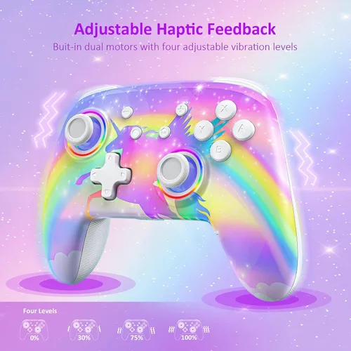 Vista 4 de NexiGo Controlador para SwitchSwitch LiteOLED controladores inalámbricos Bluetooth para Nintendo Switch con vibración movimiento turbo y luz LED