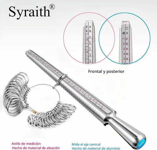 Vista 2 de Herramienta de medición de tamaño de anillo Traje de combinación de metal para medición de tamaño de dedos, fabricación de joyas y corrección