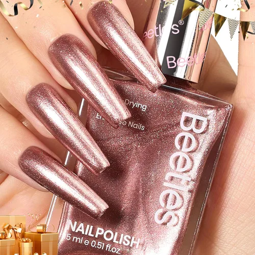 Vista 13 de Beetles - Esmalte de uñas morado – Violeta nublado de 0.51 onzas líquidas, esmalte de uñas morado pastel con purpurina de secado rápido para uñas