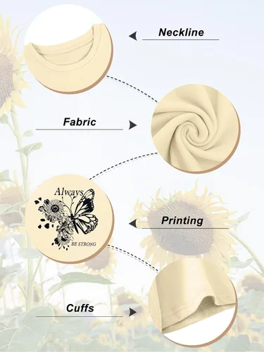 Vista 5 de Chulianyouhuo - Camiseta de manga corta con estampado de girasol para mujer, camiseta casual con bonita flor para adolescentes y niñas