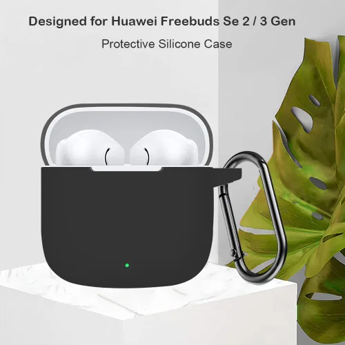 Vista 7 de USTIYA Funda para Huawei Freebuds SE 3 / Se 2 Gen Funda protectora de silicona con cubierta de llavero (negro)