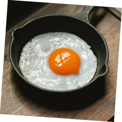 Vista 7 de Uonlytech Thickened Cast Iron Non-stick Frying Pan with Handle and Wooden Board Even Heat Distribution Steak Cooking Pan for Home Kitchen Utensil