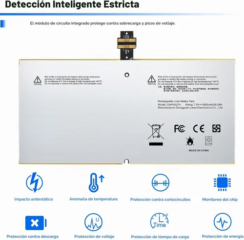 Vista 8 de Futurebatt DYNR01 G3HTA027H - Batería de repuesto para laptop Microsoft Surface Pro 4 1724 12.3 pulgadas Tablet Series G3HTA026H G3HTA027H 7.5V