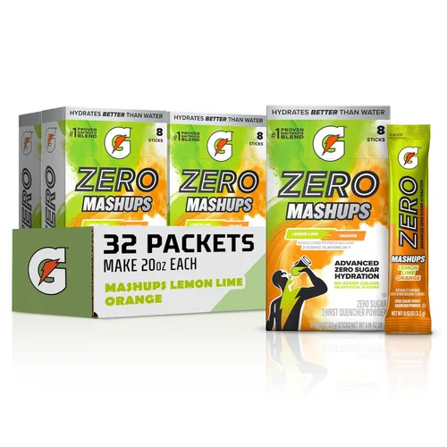 Vista 10 de Gatorade Mezcla de bebida en polvo con electrolitos sin azúcar, Mashups Glacier Freeze-Fruit Punch, (32 porciones), sin sabores artificiales, sin