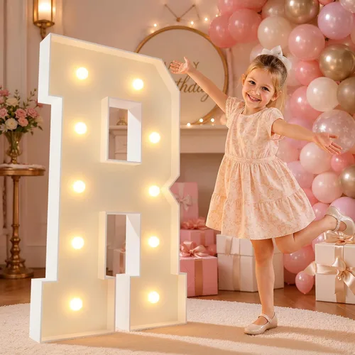 Vista 60 de imprsv Letras iluminadas grandes de 3 pies, letras iluminadas de marquesina para fiesta de cumpleaños (3 pies, letra y )