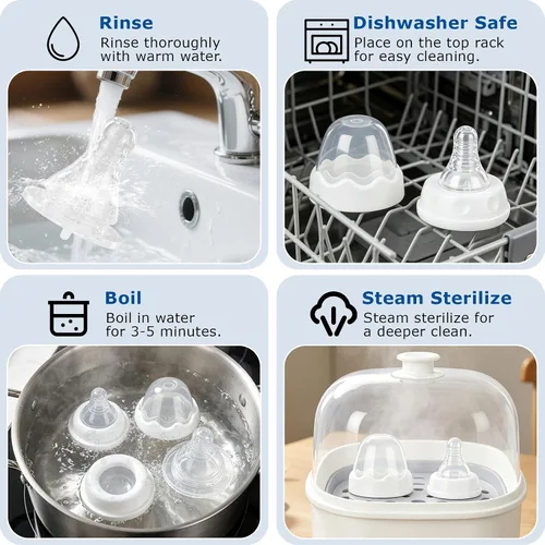 Vista 8 de Tetinas de flujo medio, pezones reutilizables compatibles con botellas Similac & Enfamil listas para alimentar y la mayoría de botellas estándar