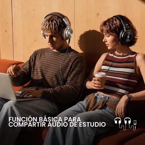 Vista 6 de OneOdio Auriculares Bluetooth A70 Gen 2 y con cable sobre la oreja con LDAC Tiempo de reproducción de 72 horas, Bluetooth 6.0, micrófono integrado