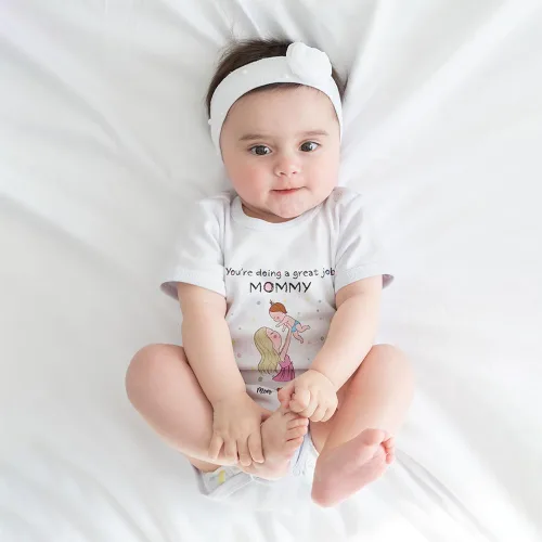 Vista 3 de Gossby Mameluco personalizado para bebé – Body personalizado para bebé niño, niña con diseño, nombre – Regalo para recién nacido, nueva mamá – 0-24