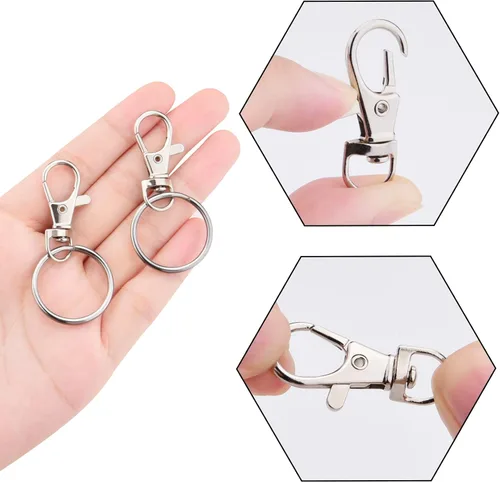 Vista 4 de Hapeper Ganchos giratorios de metal con llaveros divididos para cordones y joyas (60 piezas)