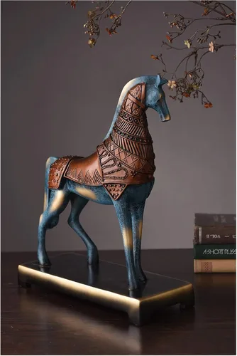 Vista 5 de Estatua de Buda de la suerte, adorno de caballo de resina, escultura del zodiaco chino Feng Shui, sala de estar, escritorio, habitación, escultura