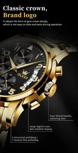 Vista 9 de OLEVS Mens Watches Big Face Watches Stainless Steel Waterproof Date Analog Quartz Watches Fashion Business Chronograph Wrist Watches for Men