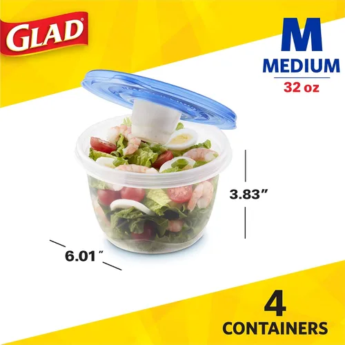 Vista 2 de Recipientes de almacenamiento de alimentos GladWare To Go Fáciles de usar recipientes de almacenamiento de alimentos Glad, recipientes redondos
