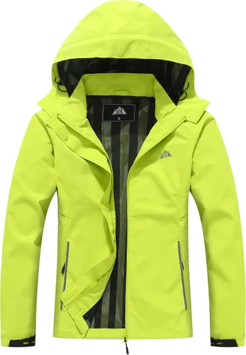 Vista 9 de MOERDENG Chaqueta impermeable para mujer, chaqueta de lluvia ligera con capucha, chaqueta de senderismo de softshell, rompevientos Negro