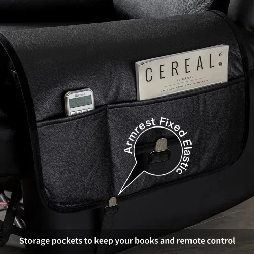 Vista 2 de STONECREST - Funda para silla reclinable, funda de piel sintética, se mantiene en su lugar (negro 2, sillón reclinable regular de 23 pulgadas)