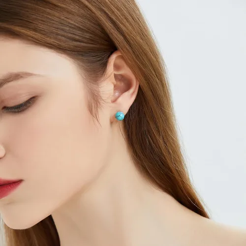 Vista 48 de Natural Stone Stud Earrings for Women 8mm Sterling Silver Genuine Gemstone Earrings Handmade Sterling Silver Crystal Stud Earrings for Women