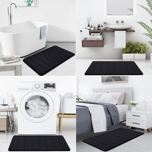 Vista 7 de Buganda Tapete de baño de espuma viscoelástica, 24 x 16 pulgadas, ultra suave y antideslizante, absorbente de agua y lavable a máquina, para baño