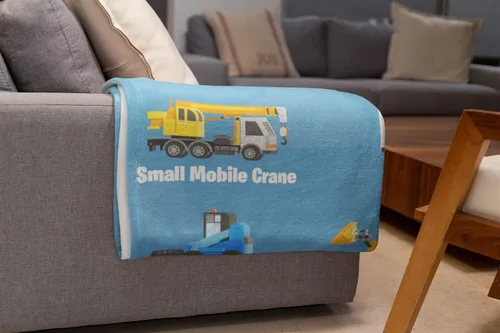 Vista 3 de Manta personalizada para camión, fabricada en Estados Unidos y enviada al día siguiente, diseño de excavadora de construcción de vellón suave