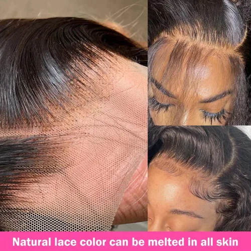 Vista 5 de Peluca de cabello humano con encaje frontal transparente HD 1B27 de 13 x 6 pulgadas, para mujeres negras, sin pegamento, línea capilar natural