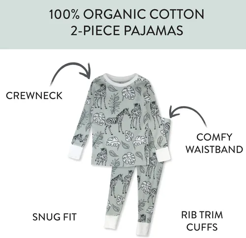Vista 3 de HonestBaby Paquete múltiple de 2 piezas de pijamas de pijama 100% algodón orgánico para bebés y niñas pequeñas
