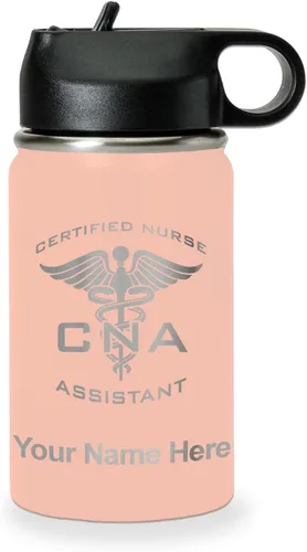 Vista 45 de LaserGram Botella de agua personalizada, asistente de enfermería certificada por la CNA, acero inoxidable de doble pared aislada al vacío con popote