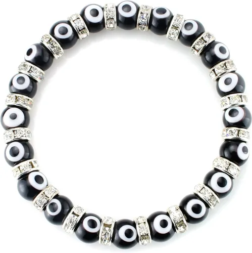 Vista 12 de Pulsera turca de mal de ojo JEWELRIESHOP con cuentas de vidrio de Murano, cuentas transparentes y cristales de espacio para mujer