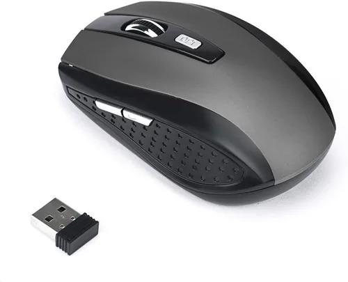 Vista 7 de Mouse inalámbrico de 2.4 GHz, negro, portátil, receptor USB, rango de 33 pies, peso de 0.71 oz, diseño cómodo, fácil de usar