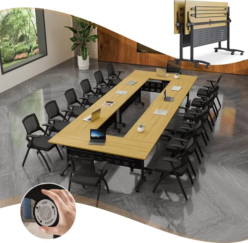 Vista 72 de Mesa de conferencias plegable, mesa de sala de conferencias con ruedas, mesa de conferencias plegable modular, mesas de reuniones de entrenamiento