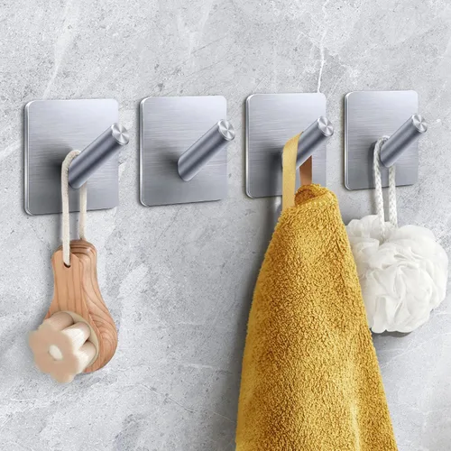 Vista 16 de xdgeLoad Ganchos para toallas de baño, 4 unidades, ganchos de pared resistentes para baños, abrigos, batas, cocina, ganchos autoadhesivos sin Negro