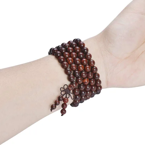 Vista 25 de Mala Beads Pulsera 108 0.315 in Meditación Sándalo Elástico..